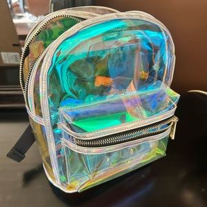 Iridescent clear mini backpack